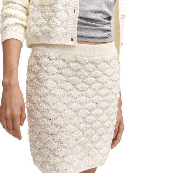 NWT NEW MANGO Spain 2PC Ivory Knit Button-Up Cardigan & Matching Skirt SET 14 - Picture 5 of 10
